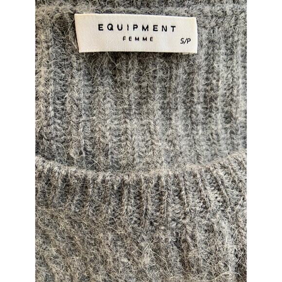 Equipment Pullover Sweater Gray Wool Alpaca Striped Crew Neck Sz S Dark Academia - Picture 6 of 11